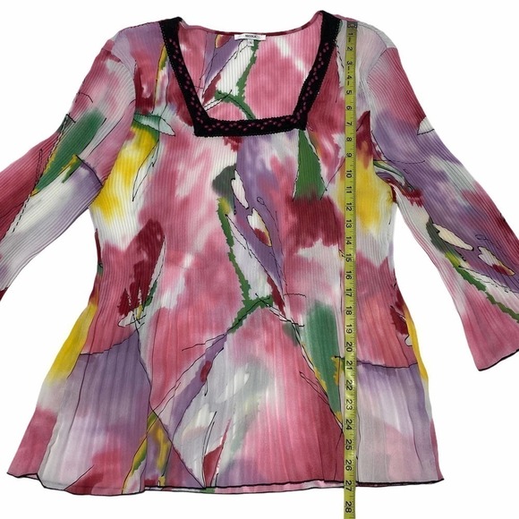 NICOLA Watercolor Beaded Scrunch Blouse Size Large - Picture 9 of 15